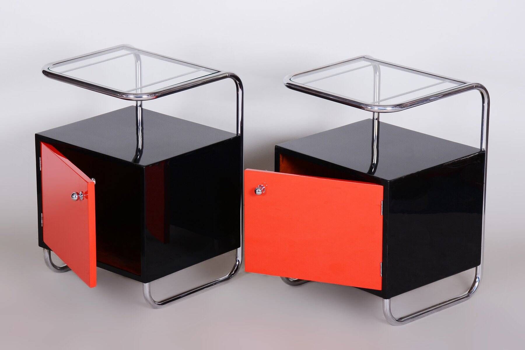 Bauhaus Bedside Tables attributed to Vichr & Spol, 1930s, Set of 2