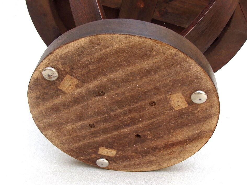 1930 wooden coffee table, double lyre foot
