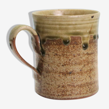 Handmade mug, French manufacture of Manziat vintage pottery,