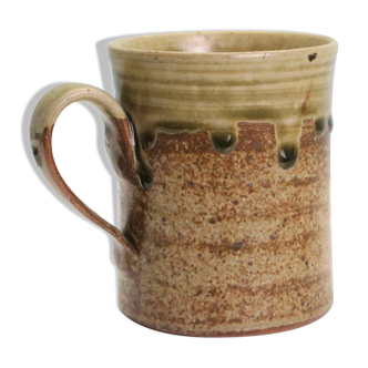 Handmade mug, French manufacture of Manziat vintage pottery,