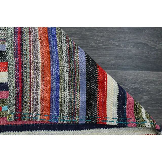 1970s Vintage Turkish Oushak Handmade Wool Cotton Red Runner Rug 95x252