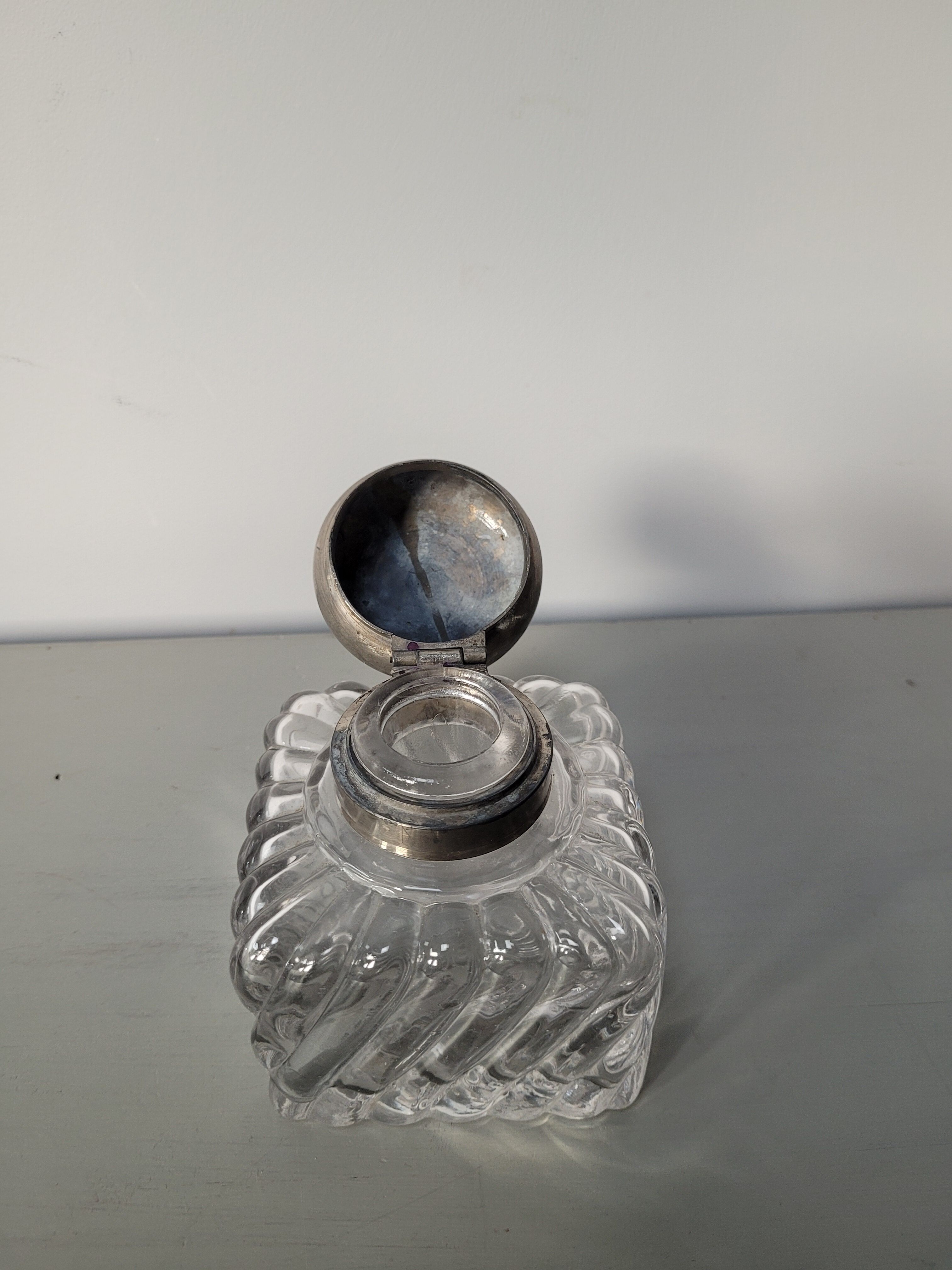 Old glass inkwell