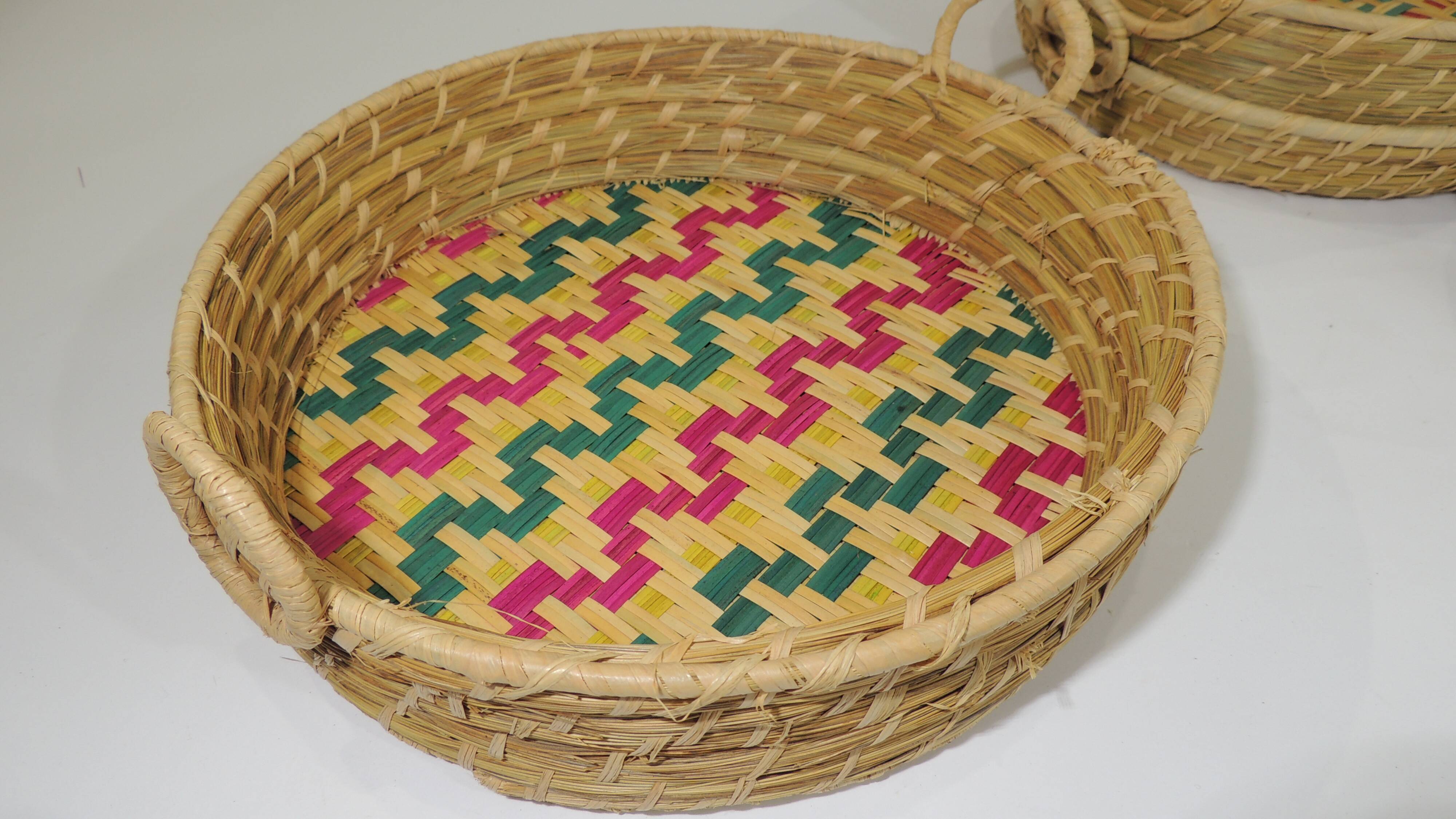 Set Basket natural fiber and raffia / vintage / africa