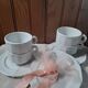 4 tasses & sous-tasses bistrot de Pillivuyt, vintage 70's