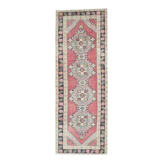 1970s Turkish Hand-Knotted Runner Rug 99x288