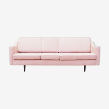 Pink velvet sofa, Danish design, 80's, production: Denmark