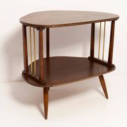 Table d'appoint TV vintage Mid-Century Modern en bois de hêtre, Pologne, années 1960