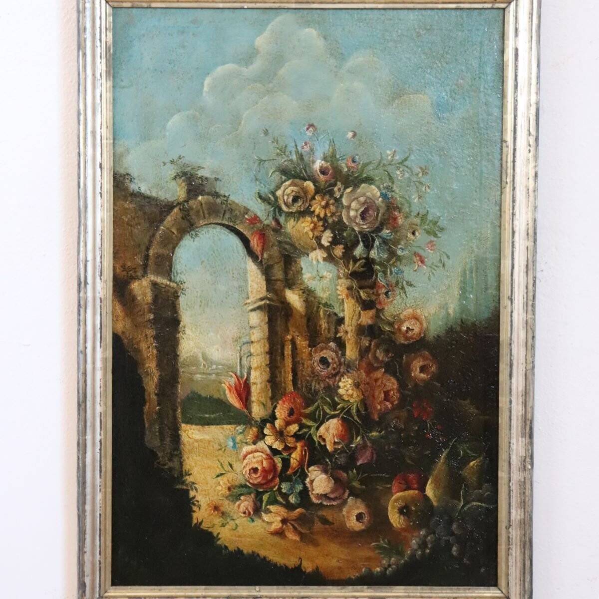 Nature morte antique, huile sur toile, Italie, 19e siècle