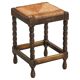 Solid oak stool, straw and brass from the 1920s.