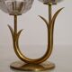 Pair of Scandinavian candlesticks made of brass and glass