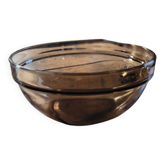 Saladier en verre fumé — années 70