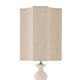 Pair of table lamps in crackled white ceramic and patinated brass.