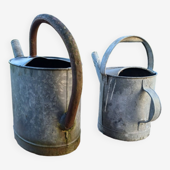 2 zinc watering cans