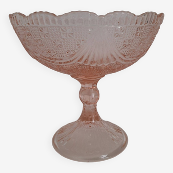 Vintage pink glass fruit bowl