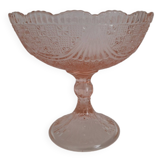 Coupe à fruits en verre rose vintage