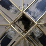 Mid-Century Modern Italian Brass and Frosted Glass Ceiling Lights, '70