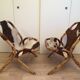 Paire de fauteuils bambou et peau