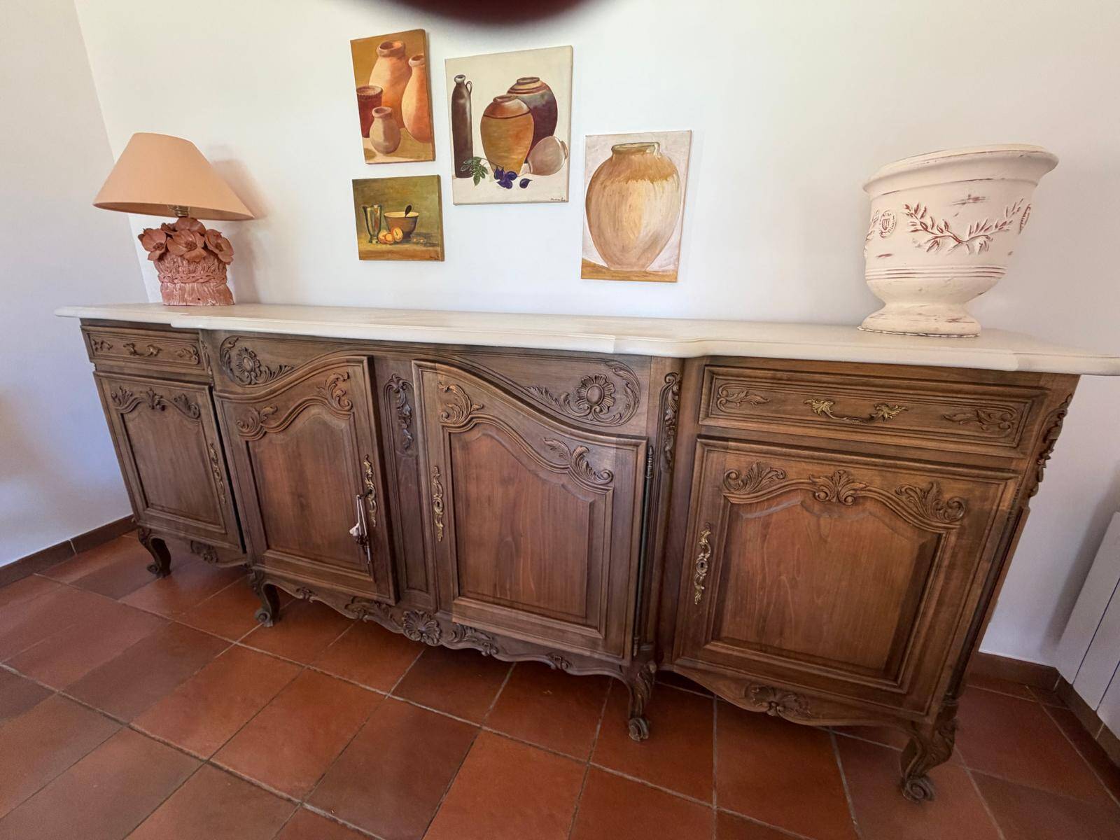 Large walnut sideboard in Louis XV style