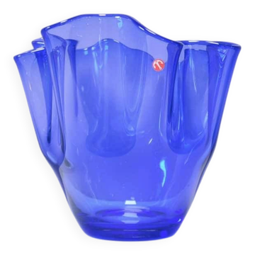 Vintage blue organic glass vase
