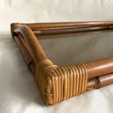 Rattan top, bamboo and smoked glass