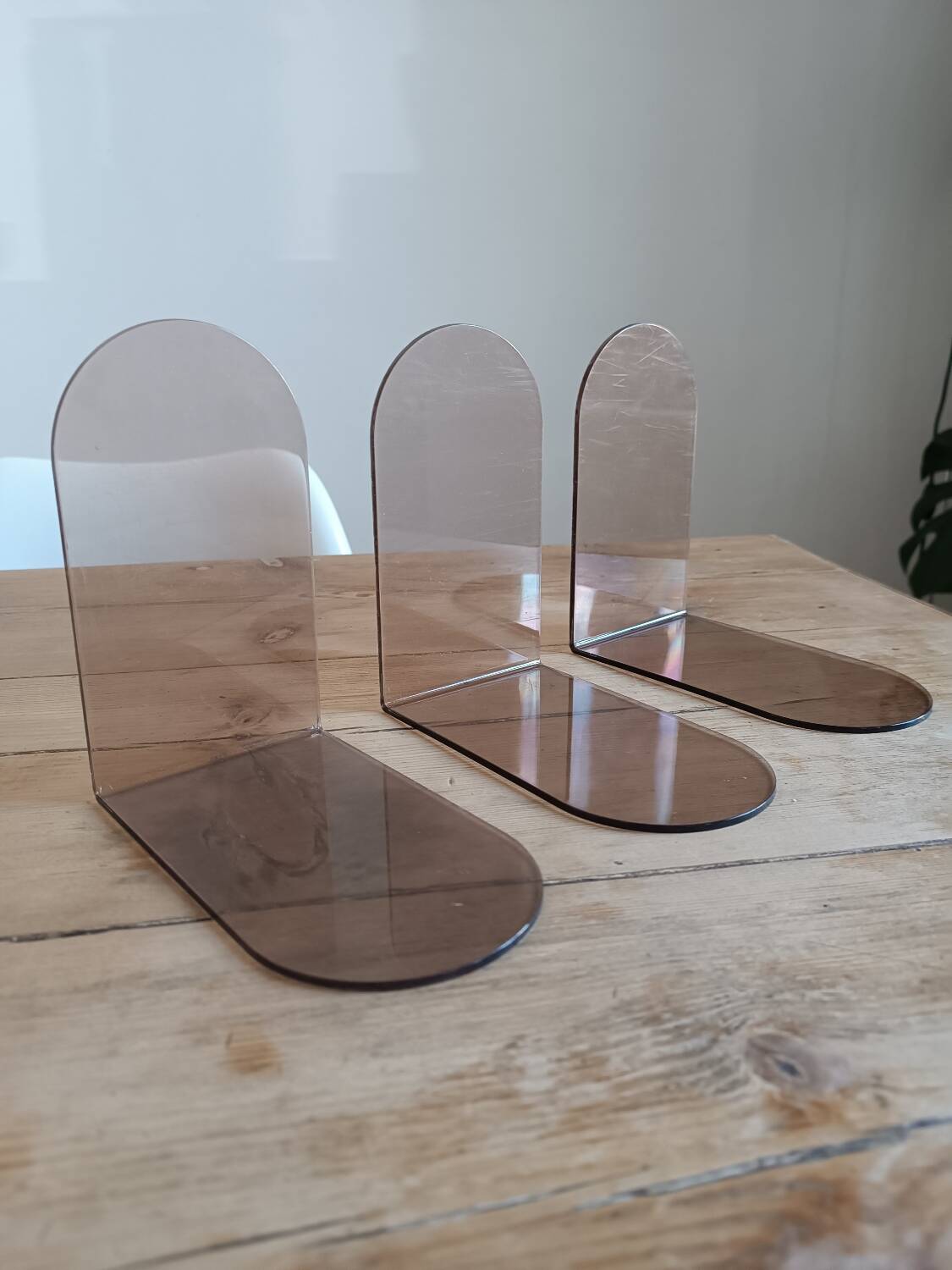 Smoked plexiglass bookend 1970