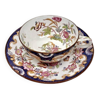 Old Sarreguemines Minton porcelain tea cup + saucer