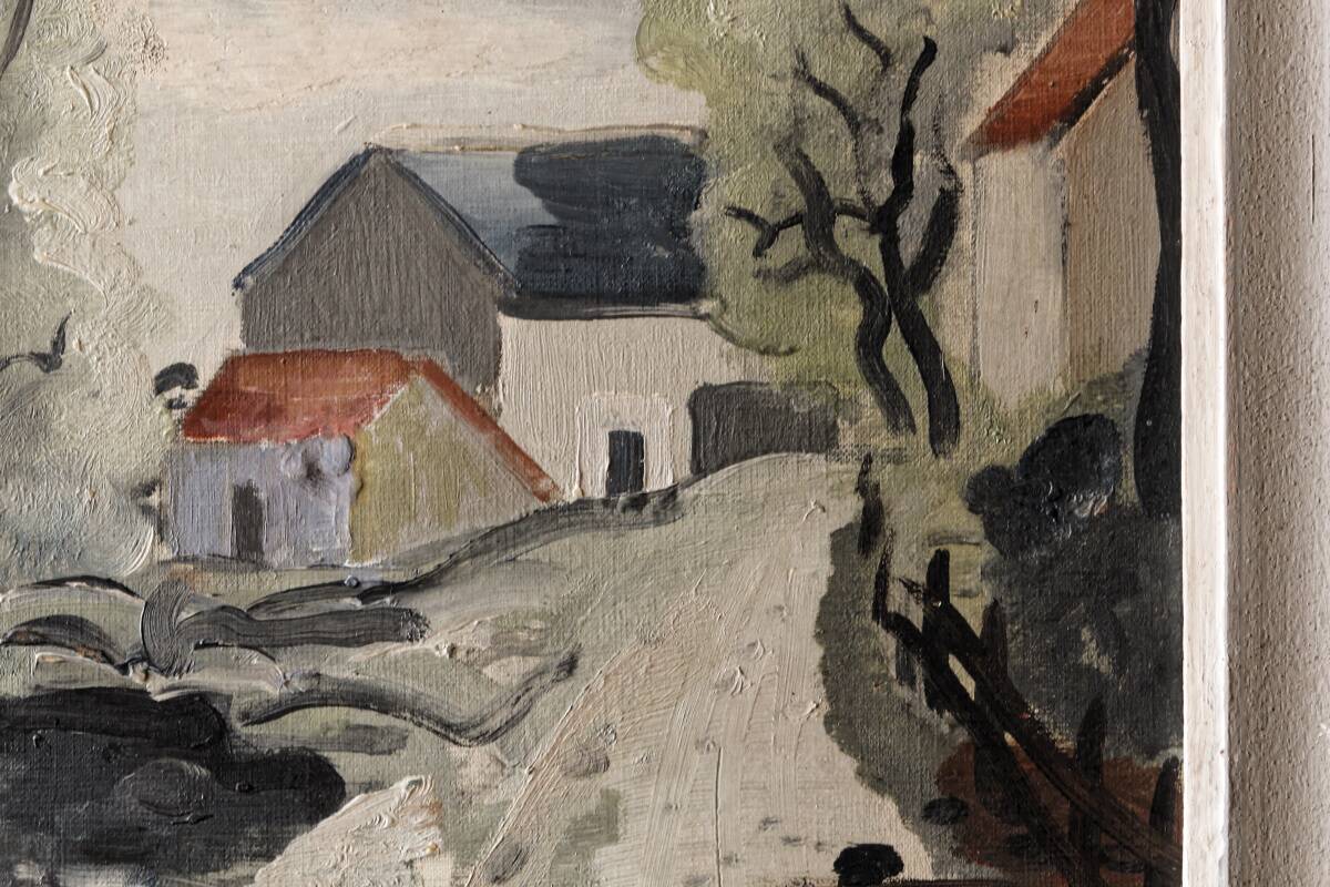 Oil on isorel, 1939, village, signed Alex Gonesco
