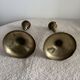 Pair of Vintage Etched Brass & Enamel Candlesticks - India,Mid-Century