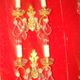Pair of bronze and crystal wall lights with 2 arms of light