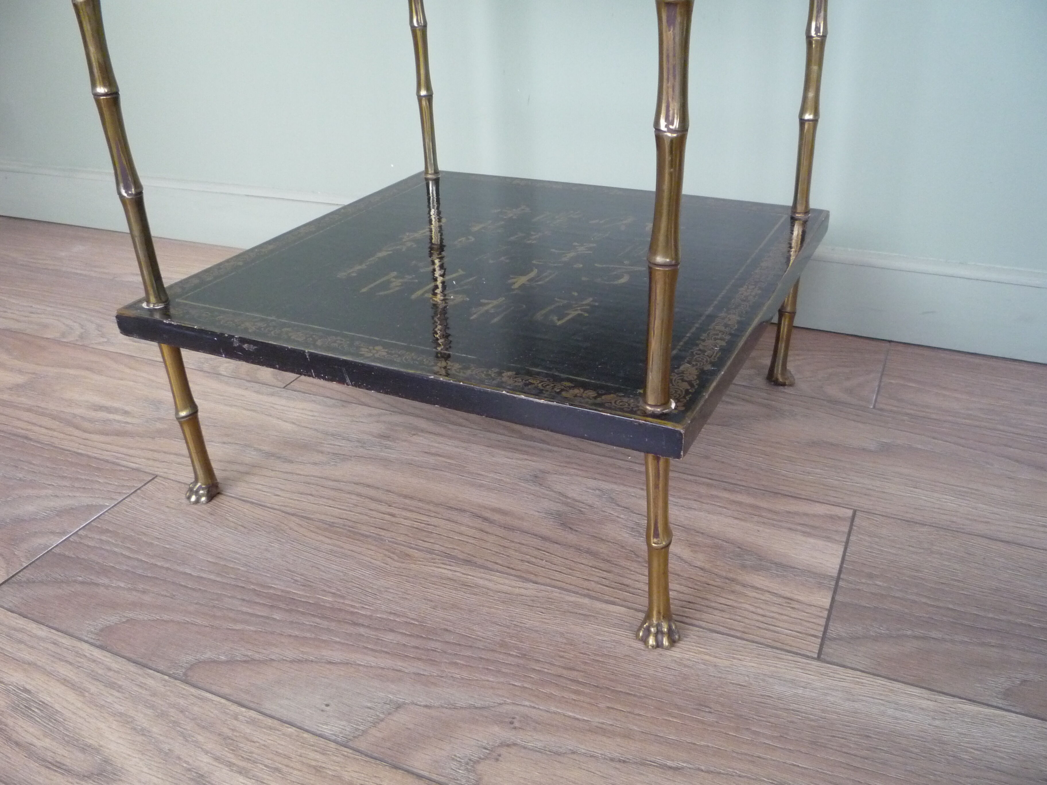 Table Maison Baguès Paris, bronze bambou et laque de chine