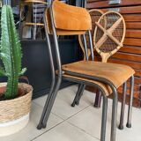 Pair of wooden and metal children's chairs