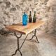 Vintage French Bistro Table | 1960s/70s Oak Top & Cast Iron Base | Retro Coffee & Wine Table