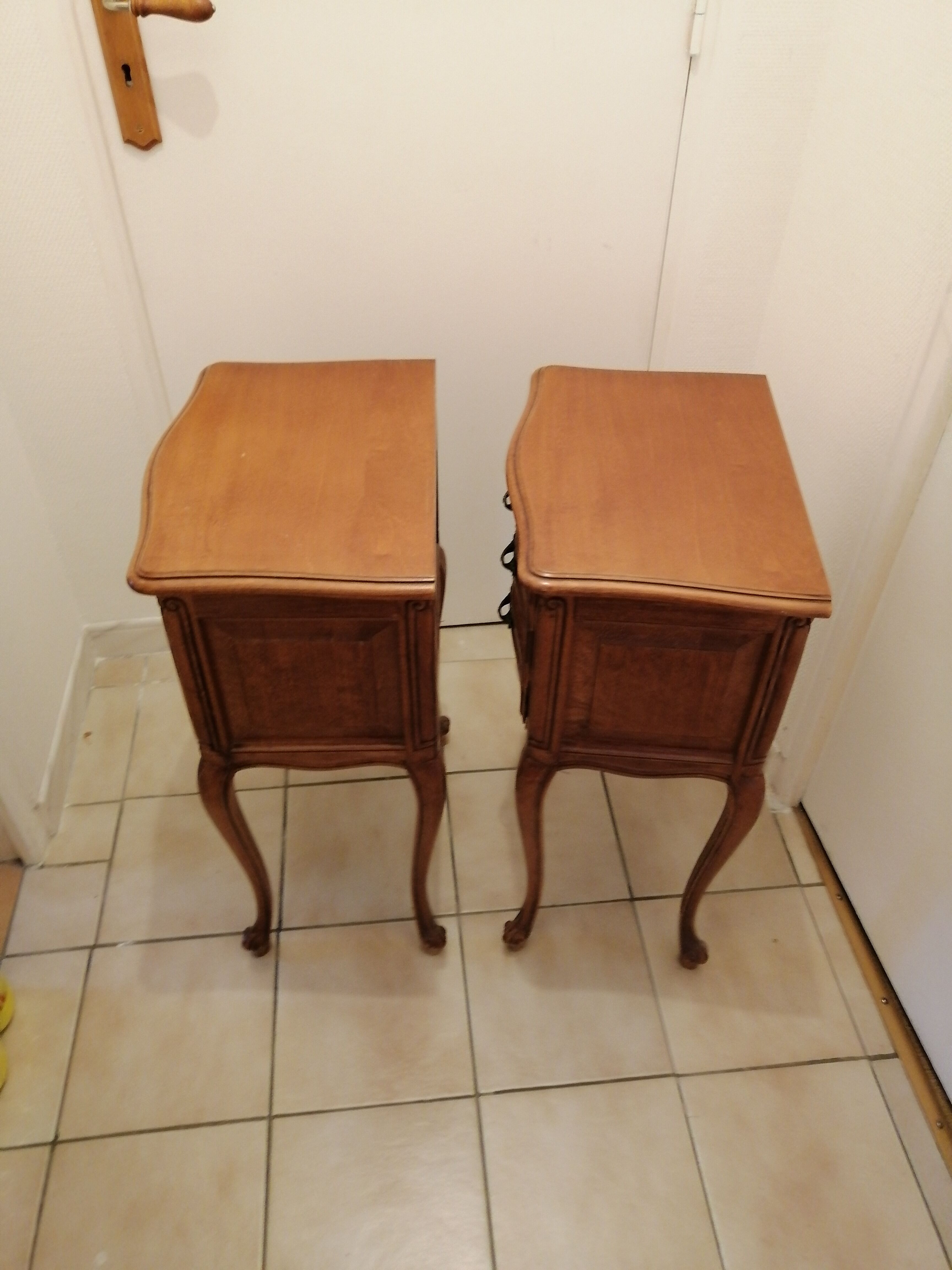 Pair of old wooden bedsides
