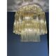 Handcrafted Contemporary Flush Mount in Gold with Amber Murano Glass