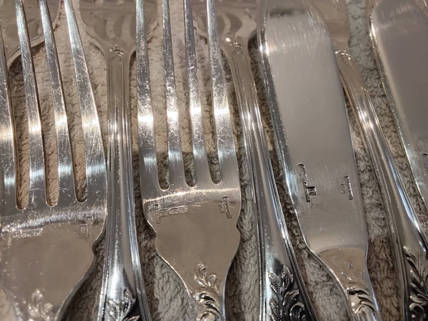 9 couverts à poisson 18p métal argenté orfèvre Christofle Marly