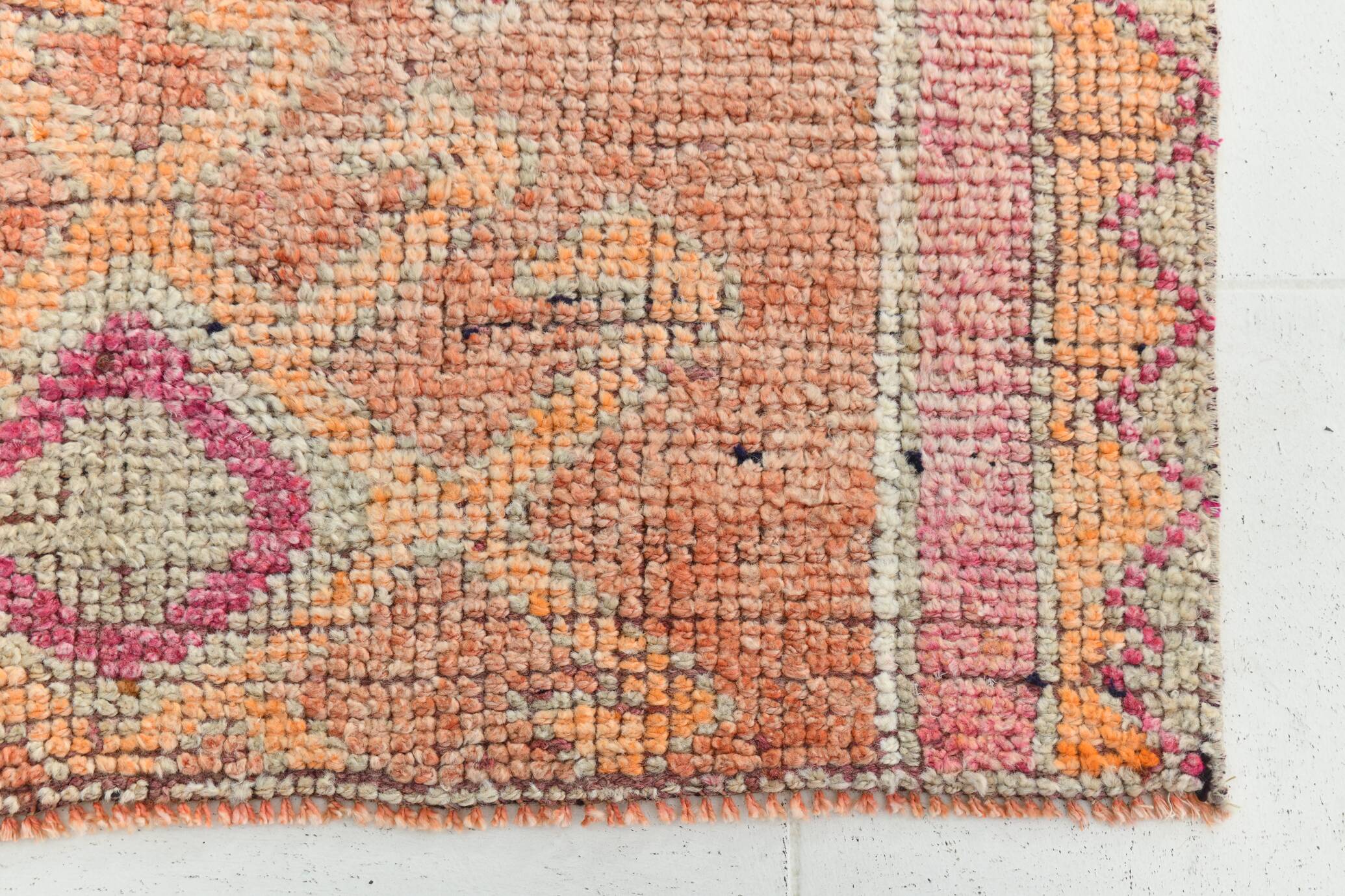 Pink & Orange Oriental Vintage Runner Rug, 101x301Cm