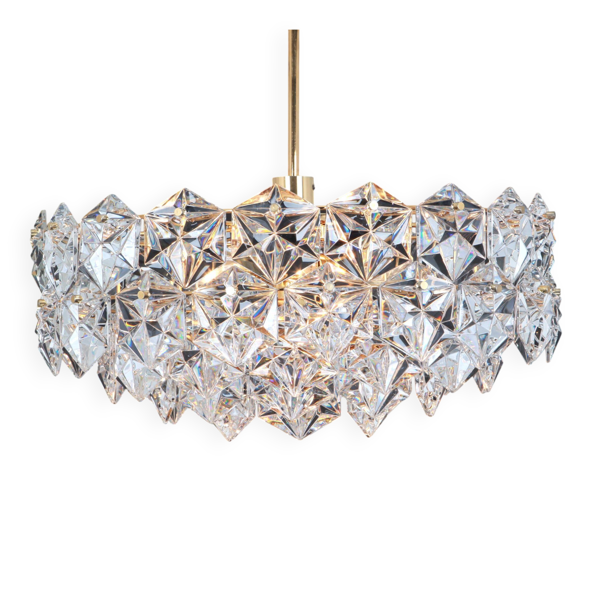 Kinkeldey chandelier in gilded brass and crystal glass, Germany, 1970s