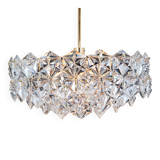 Kinkeldey chandelier in gilded brass and crystal glass, Germany, 1970s