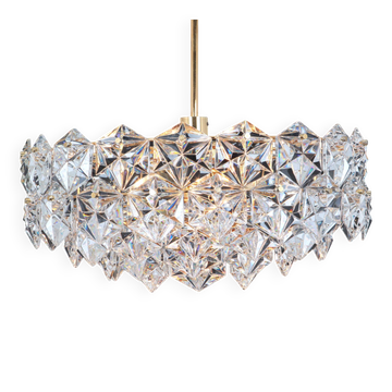 Kinkeldey chandelier in gilded brass and crystal glass, Germany, 1970s