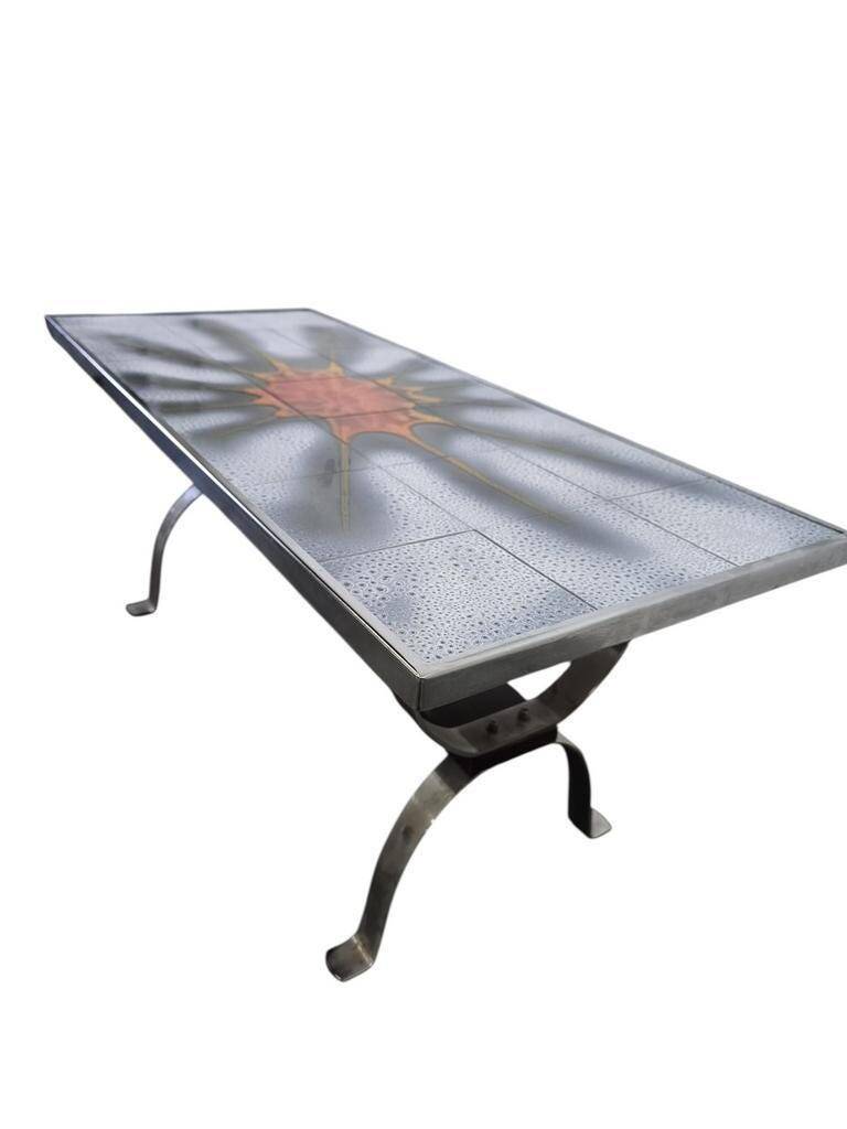 Vintage space age coffee table with chrome frame