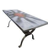 Vintage space age coffee table with chrome frame