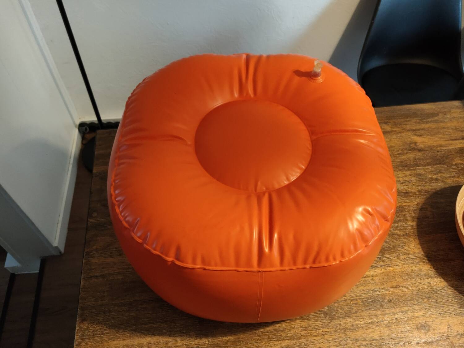 Vintage orange inflatable pouf 70