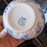 Large vintage porcelain Sarreguemines coffee and cocoa tea cup with flowers