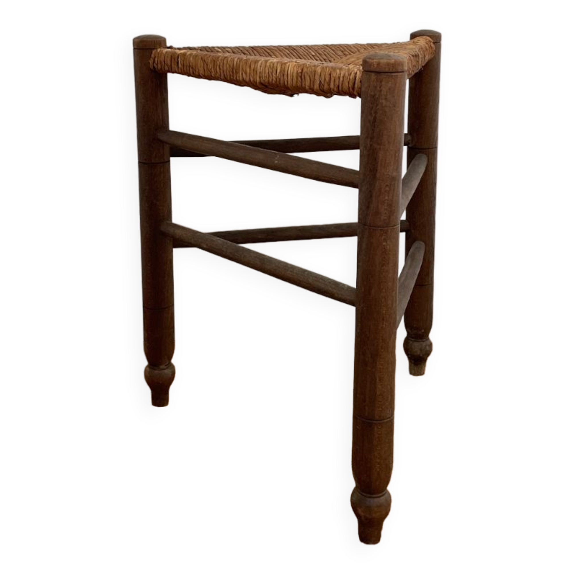 Tabouret tripode en paille