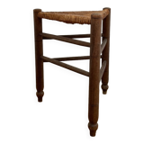 Tabouret tripode en paille