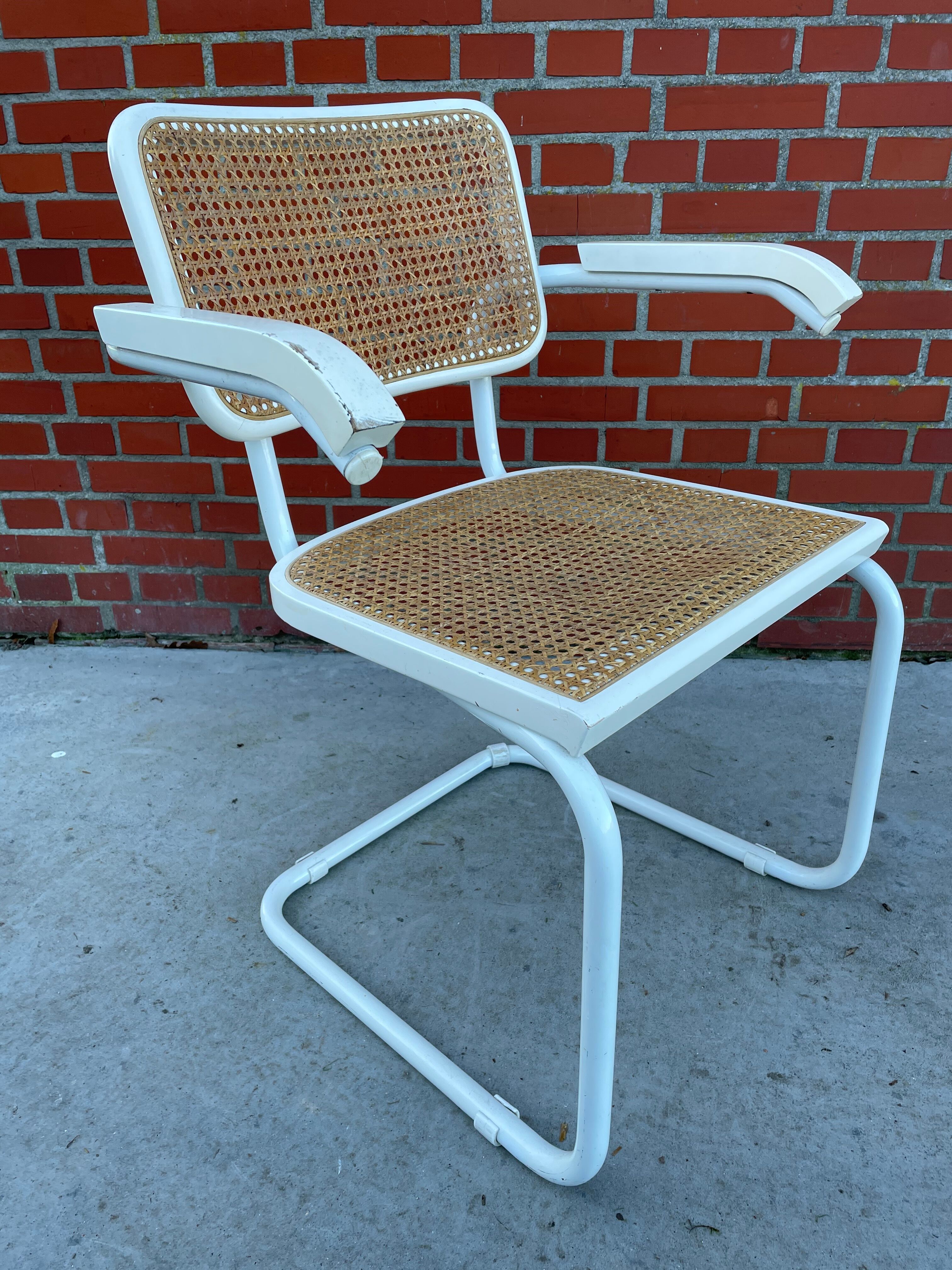 Cesca Chair model with armrest in white