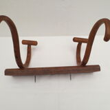 Antique wooden coat rack equipped with 2 parrot heads, walnut color