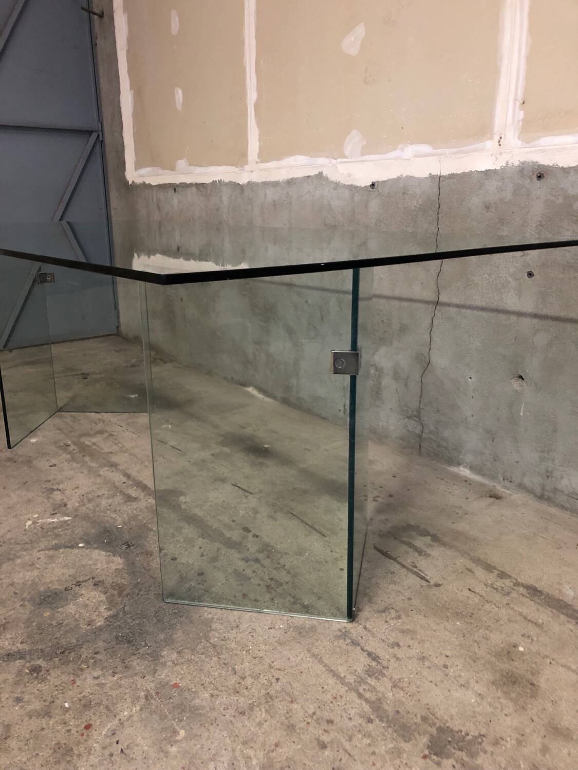 Post modern tempered glass table circa 1980