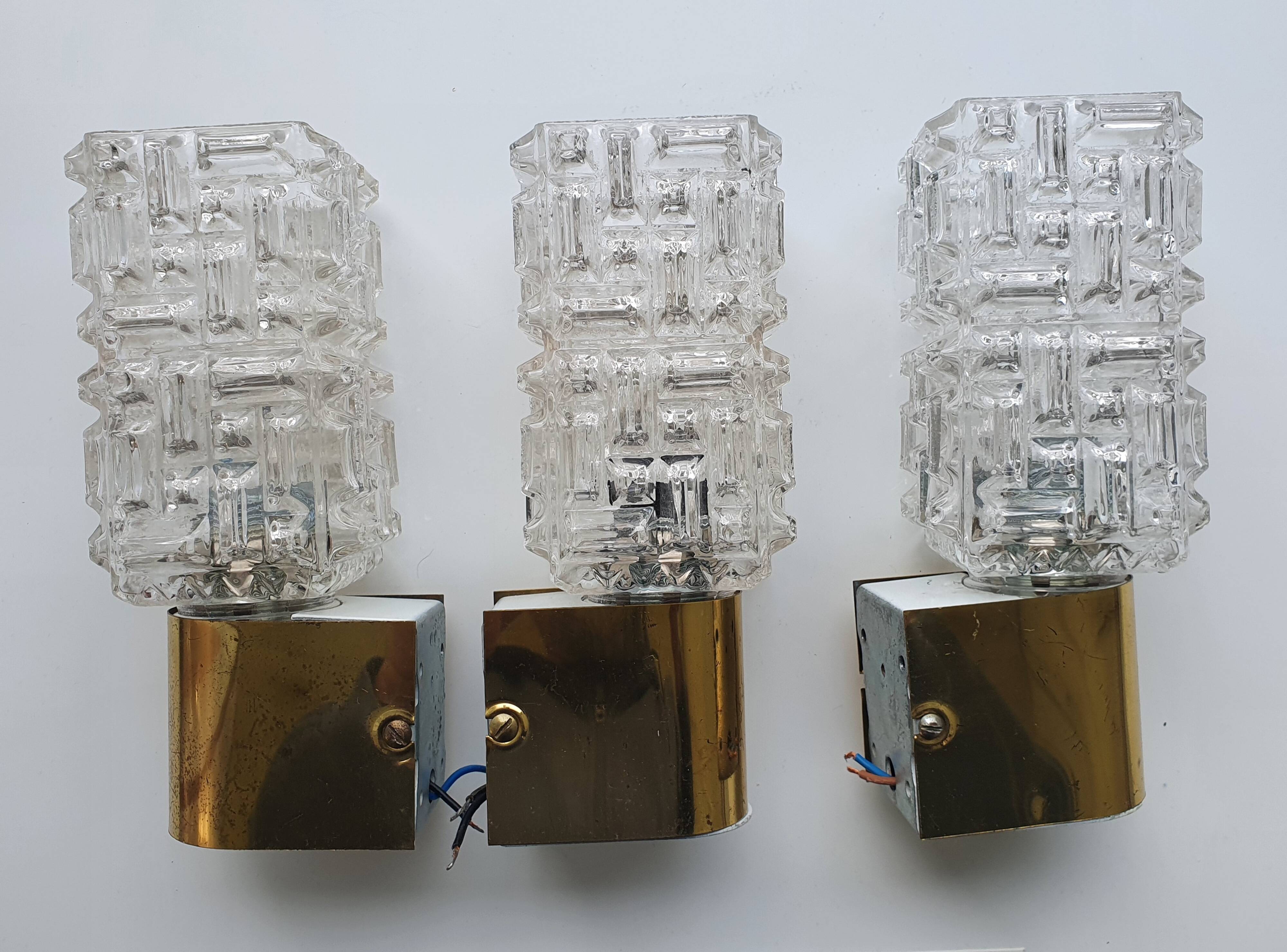 Three vintage Italian gold Targetti wall lights