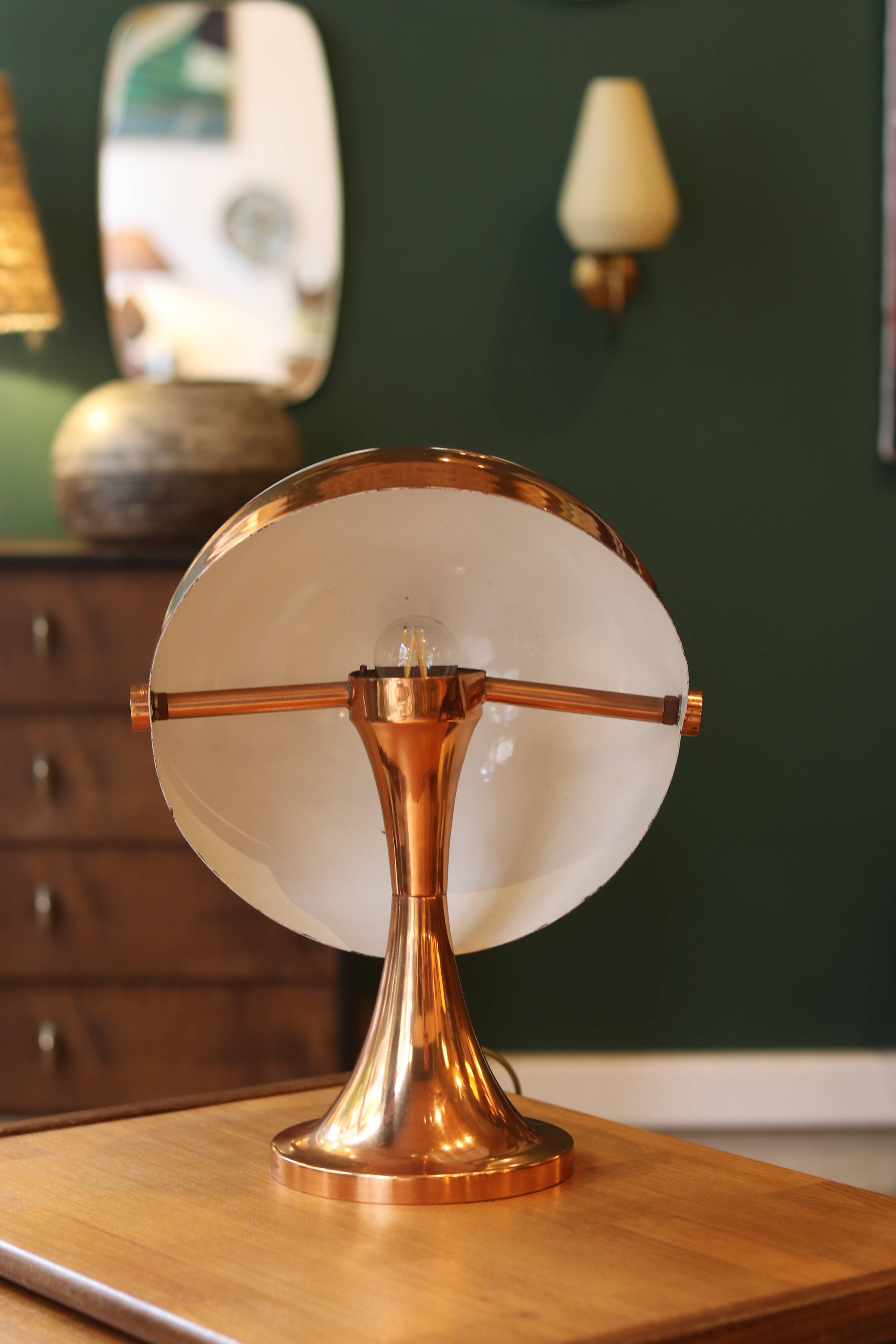 Lampe de table “champignon” Space Âge en métal cuivré, 1960